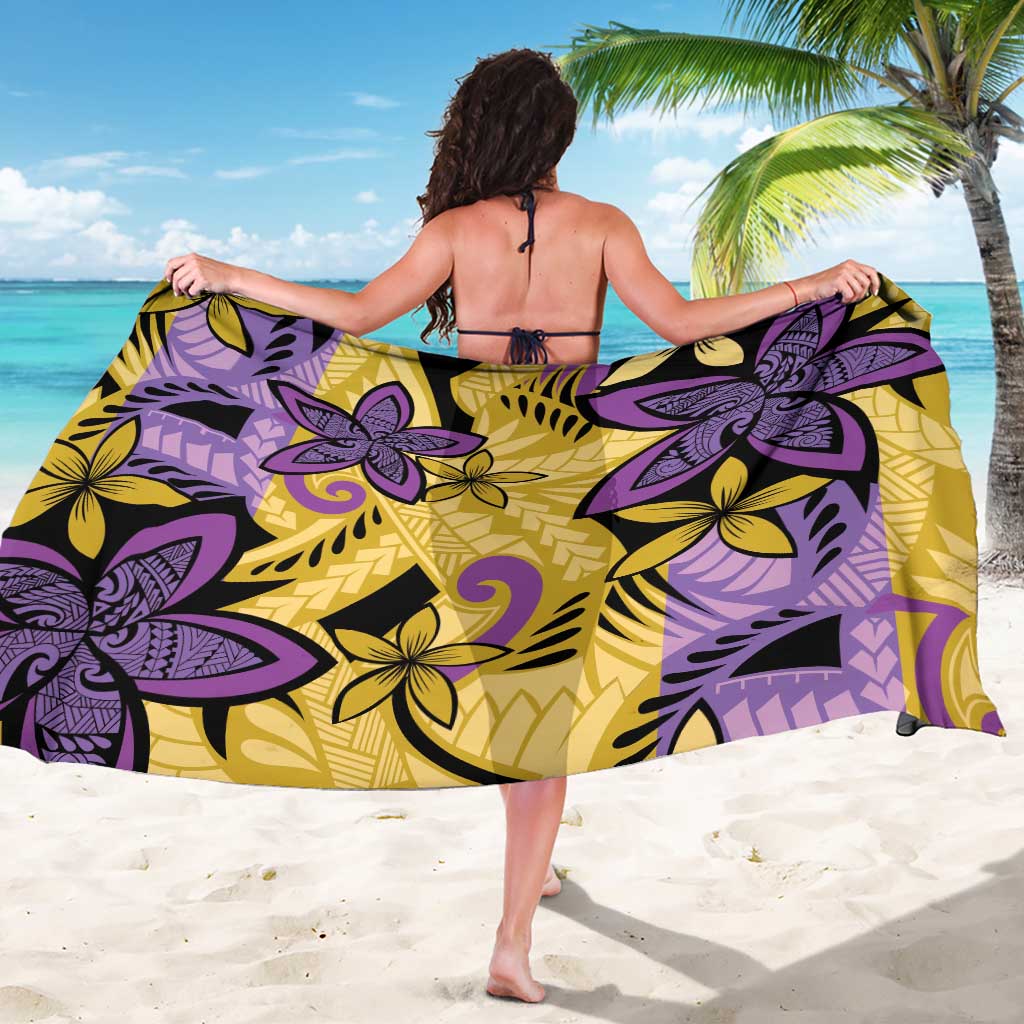 Plumeria Polynesian Pattern Sarong Unique Fantasy Yellow Purple