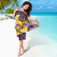 Plumeria Polynesian Pattern Sarong Unique Fantasy Yellow Purple
