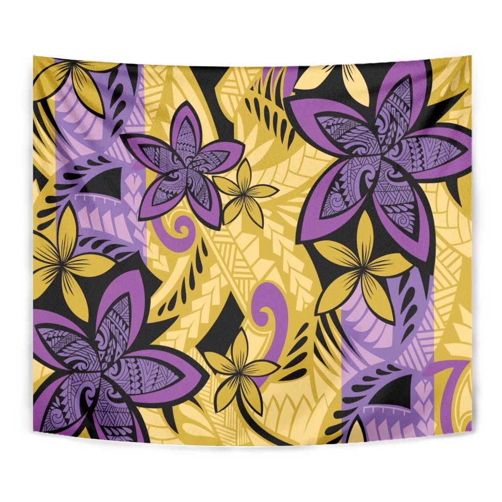 Plumeria Polynesian Pattern Tapestry Unique Fantasy Yellow Purple