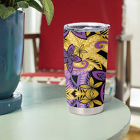 Plumeria Polynesian Pattern Tumbler Cup Unique Fantasy Yellow Purple