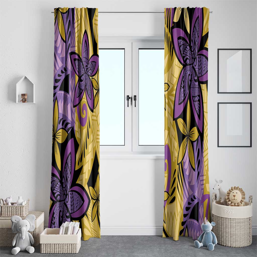 Plumeria Polynesian Pattern Window Curtain Unique Fantasy Yellow Purple