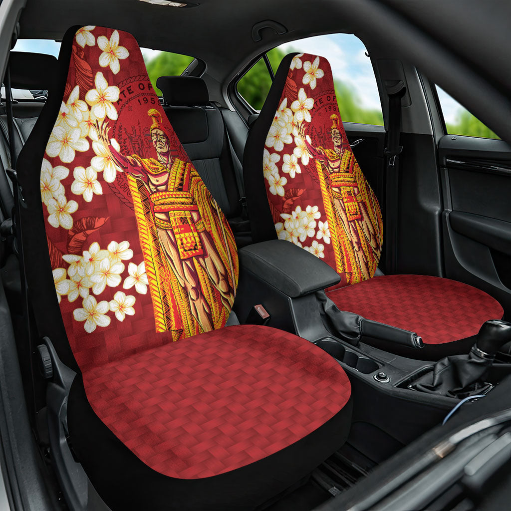 Hawaii King Kamehameha Car Seat Cover Plumeria Lauhala Pattern