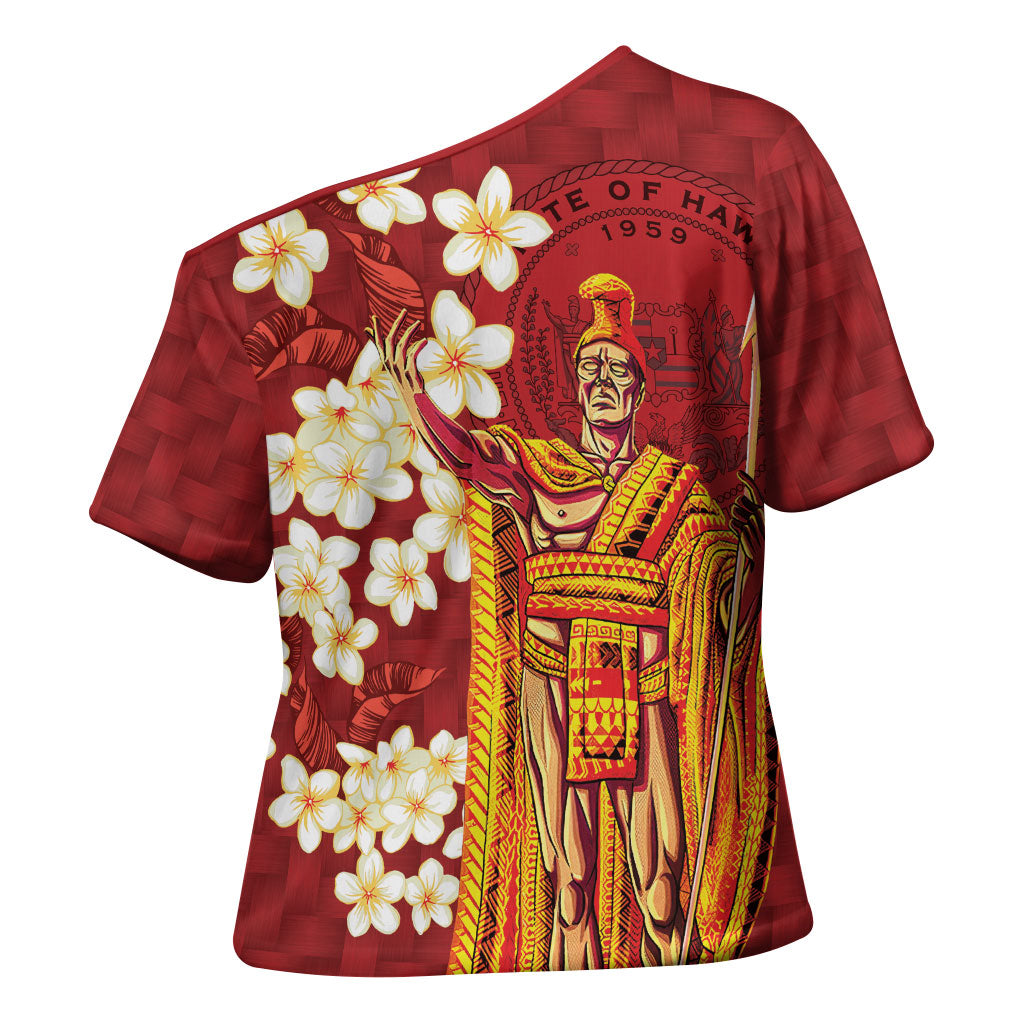 Hawaii King Kamehameha Cross Shoulder Shirt Plumeria Lauhala Pattern LT01 - Polynesian Pride