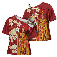 Hawaii King Kamehameha Cross Shoulder Shirt Plumeria Lauhala Pattern LT01 - Polynesian Pride