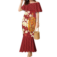 Hawaii King Kamehameha Family Matching Mermaid Dress and Hawaiian Shirt Plumeria Lauhala Pattern