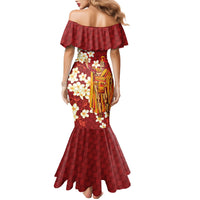 Hawaii King Kamehameha Family Matching Mermaid Dress and Hawaiian Shirt Plumeria Lauhala Pattern