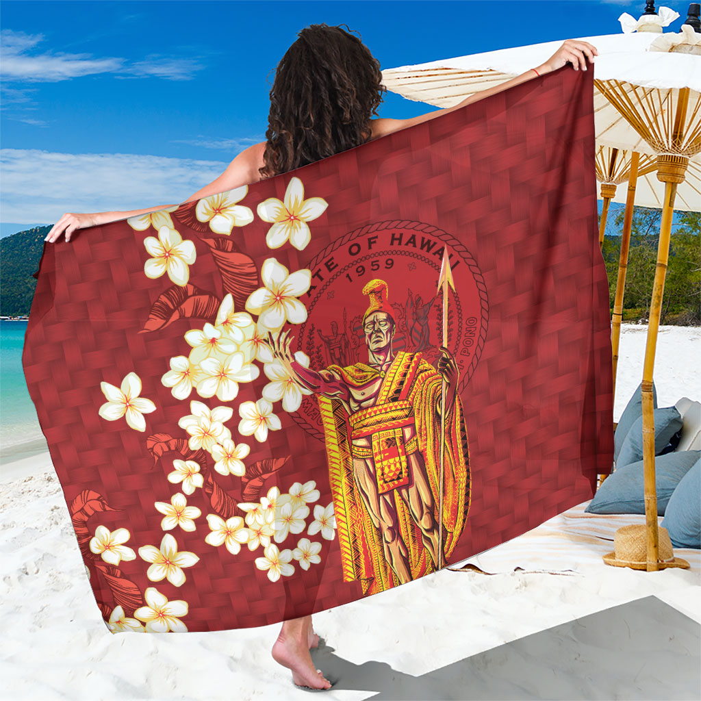 Hawaii King Kamehameha Sarong Plumeria Lauhala Pattern