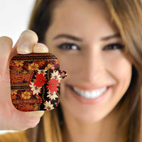 Hawaii Christmas Poinsettia Lei AirPods Case Tapa Pattern - Polynesian Pride