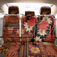Hawaii Christmas Poinsettia Lei Back Car Seat Cover Tapa Pattern - Polynesian Pride