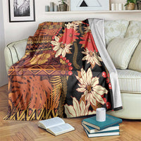 Hawaii Christmas Poinsettia Lei Blanket Tapa Pattern - Polynesian Pride