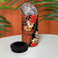 Hawaii Christmas Poinsettia Lei 4 in 1 Can Cooler Tumbler Tapa Pattern - Polynesian Pride