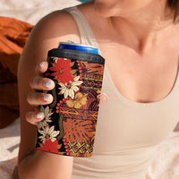 Hawaii Christmas Poinsettia Lei 4 in 1 Can Cooler Tumbler Tapa Pattern - Polynesian Pride