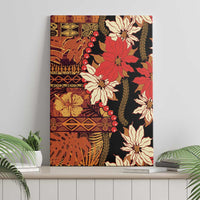Hawaii Christmas Poinsettia Lei Canvas Wall Art Tapa Pattern - Polynesian Pride