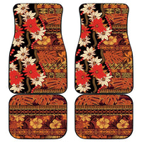 Hawaii Christmas Poinsettia Lei Car Mats Tapa Pattern - Polynesian Pride