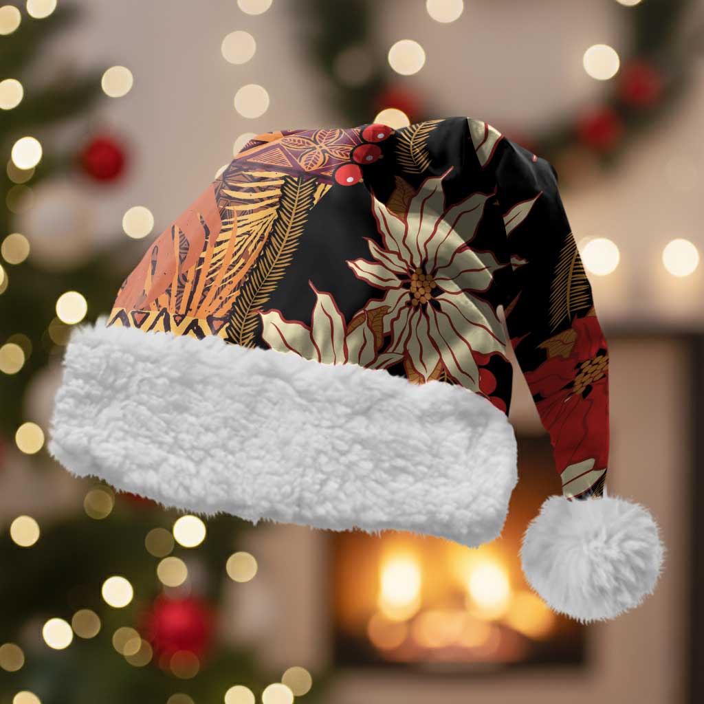 Hawaii Christmas Poinsettia Lei Christmas Santa Hat Tapa Pattern - Polynesian Pride