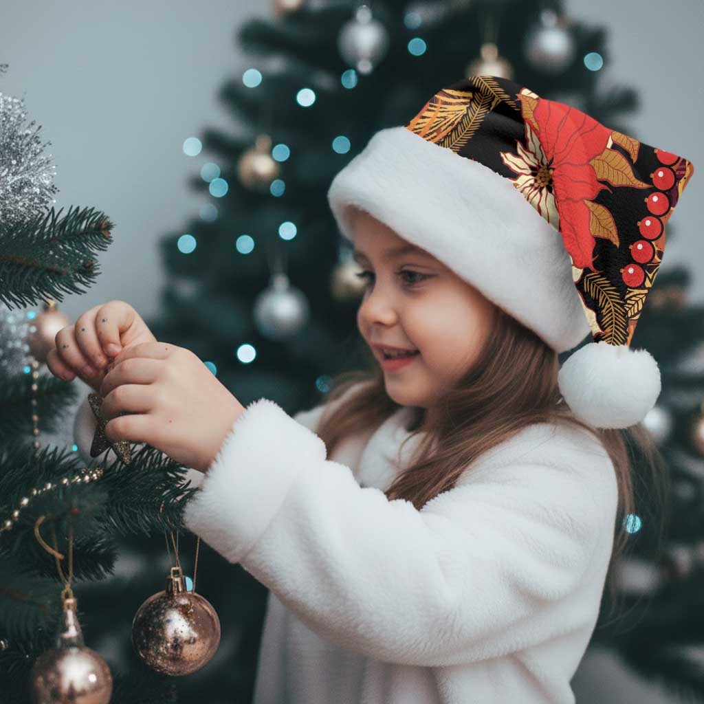 Hawaii Christmas Poinsettia Lei Christmas Santa Hat Tapa Pattern - Polynesian Pride