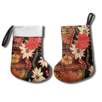 Hawaii Christmas Poinsettia Lei Christmas Stocking Tapa Pattern - Polynesian Pride