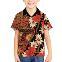 Hawaii Christmas Poinsettia Lei Hawaiian Shirt Tapa Pattern - Polynesian Pride