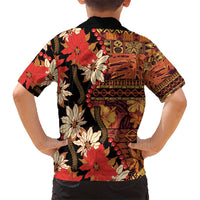 Hawaii Christmas Poinsettia Lei Hawaiian Shirt Tapa Pattern - Polynesian Pride