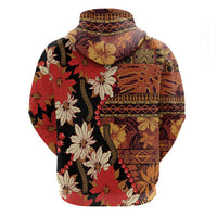 Hawaii Christmas Poinsettia Lei Hoodie Tapa Pattern - Polynesian Pride