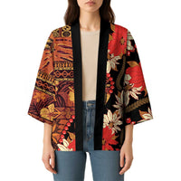Hawaii Christmas Poinsettia Lei Kimono Tapa Pattern - Polynesian Pride