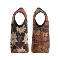 Hawaii Christmas Poinsettia Lei Christmas Knitted V-Neck Vest Tapa Pattern - Polynesian Pride