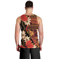Hawaii Christmas Poinsettia Lei Men Tank Top Tapa Pattern - Polynesian Pride