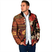 Hawaii Christmas Poinsettia Lei Padded Jacket Tapa Pattern - Polynesian Pride