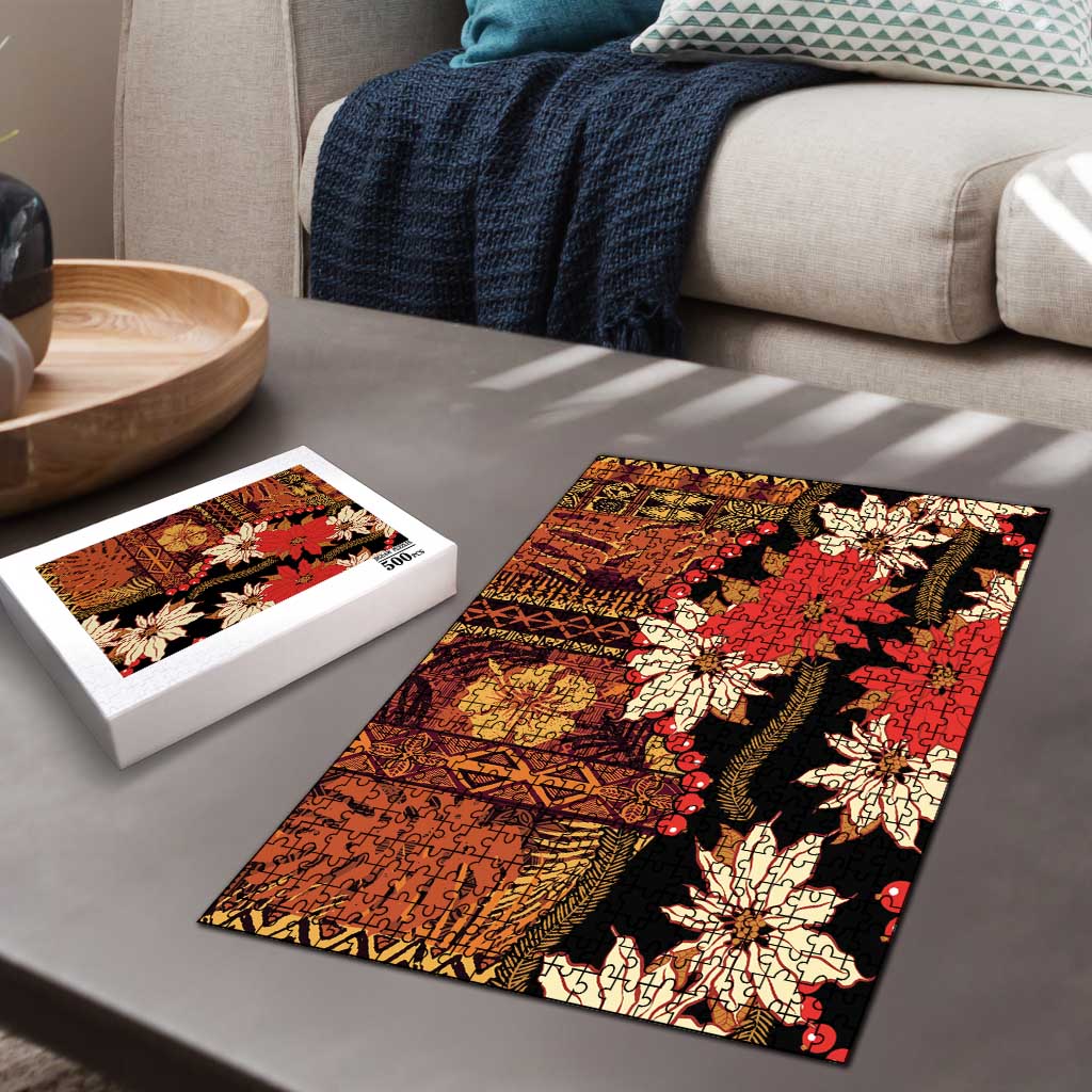 Hawaii Christmas Poinsettia Lei Puzzle Tapa Pattern - Polynesian Pride