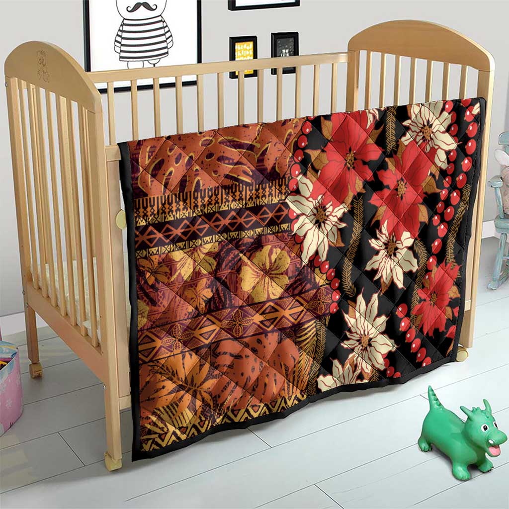 Hawaii Christmas Poinsettia Lei Quilt Tapa Pattern - Polynesian Pride