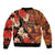 Hawaii Christmas Poinsettia Lei Sleeve Zip Bomber Jacket Tapa Pattern - Polynesian Pride