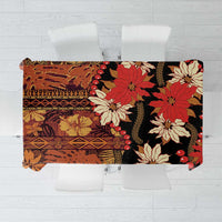 Hawaii Christmas Poinsettia Lei Tablecloth Tapa Pattern - Polynesian Pride