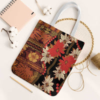 Hawaii Christmas Poinsettia Lei Tote Bag Tapa Pattern - Polynesian Pride