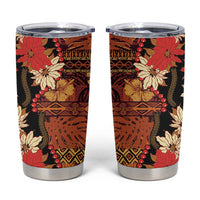 Hawaii Christmas Poinsettia Lei Tumbler Cup Tapa Pattern - Polynesian Pride