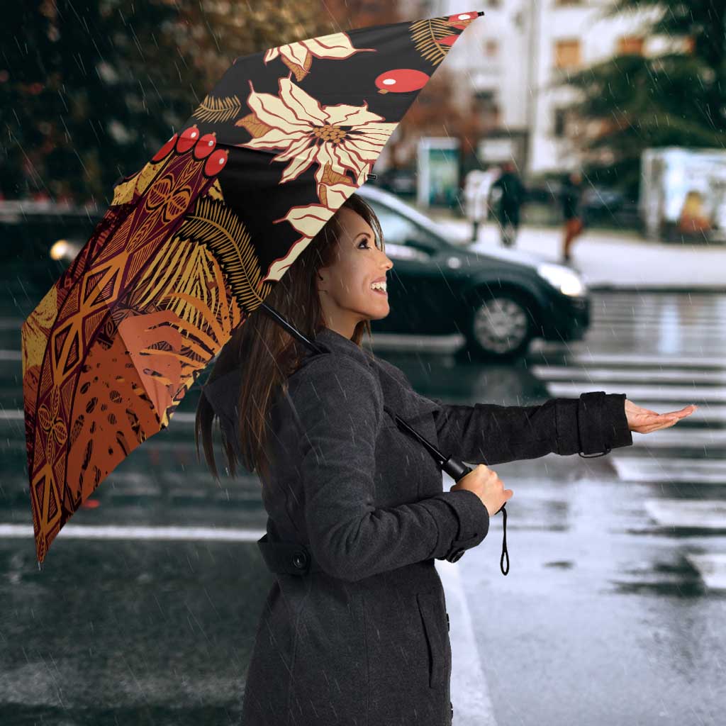 Hawaii Christmas Poinsettia Lei Umbrella Tapa Pattern - Polynesian Pride