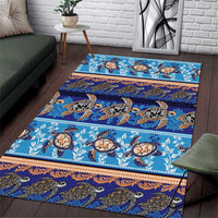 Hawaii Turtles Pattern Special Blue Area Rug - Polynesian Pride