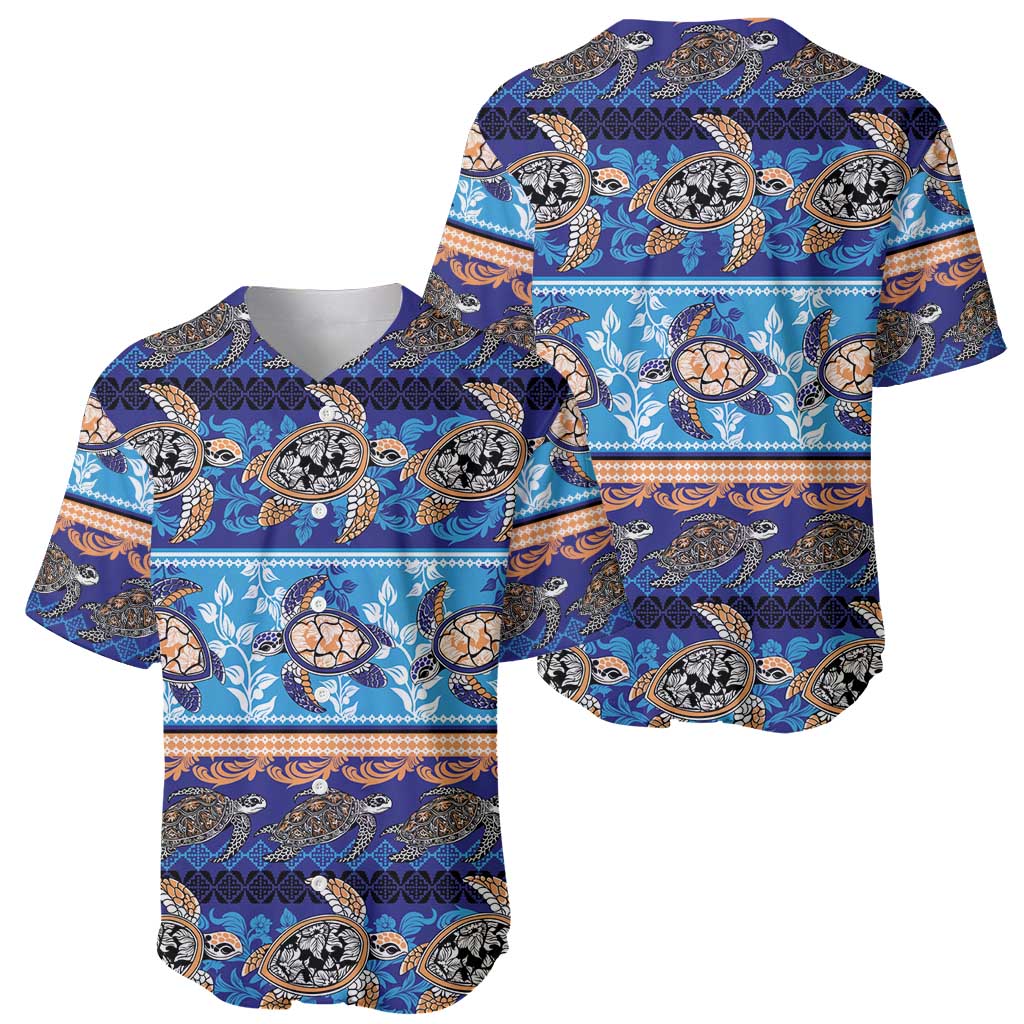 Hawaii Turtles Pattern Special Blue Baseball Jersey - Polynesian Pride