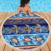 Hawaii Turtles Pattern Special Blue Beach Blanket - Polynesian Pride