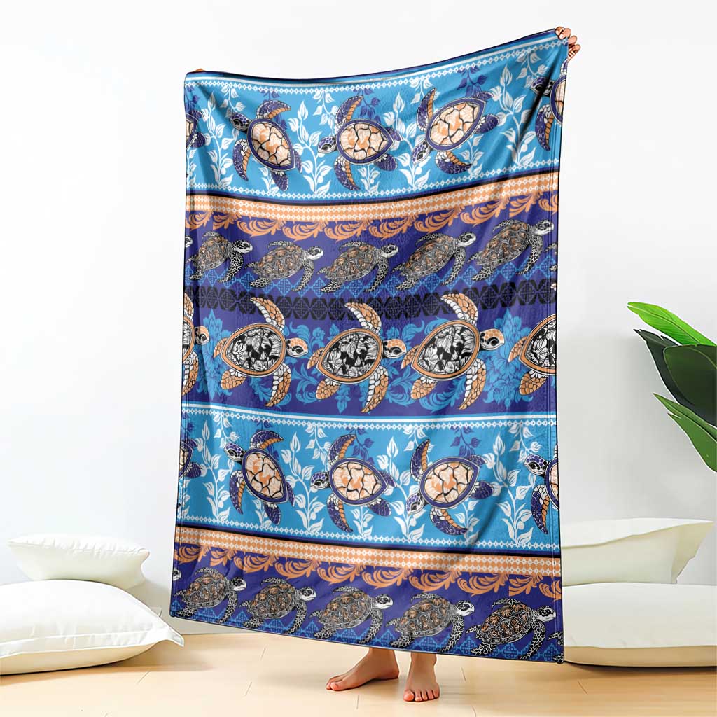 Hawaii Turtles Pattern Special Blue Blanket - Polynesian Pride
