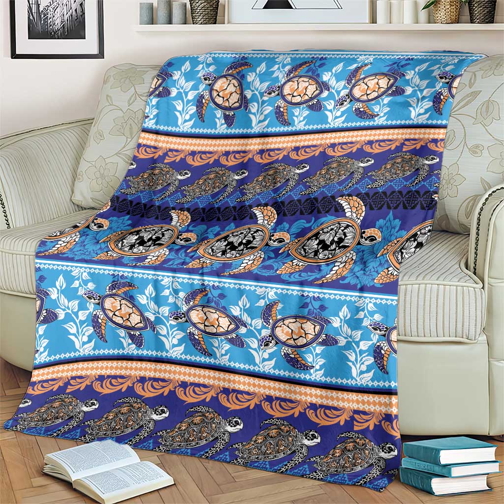 Hawaii Turtles Pattern Special Blue Blanket - Polynesian Pride
