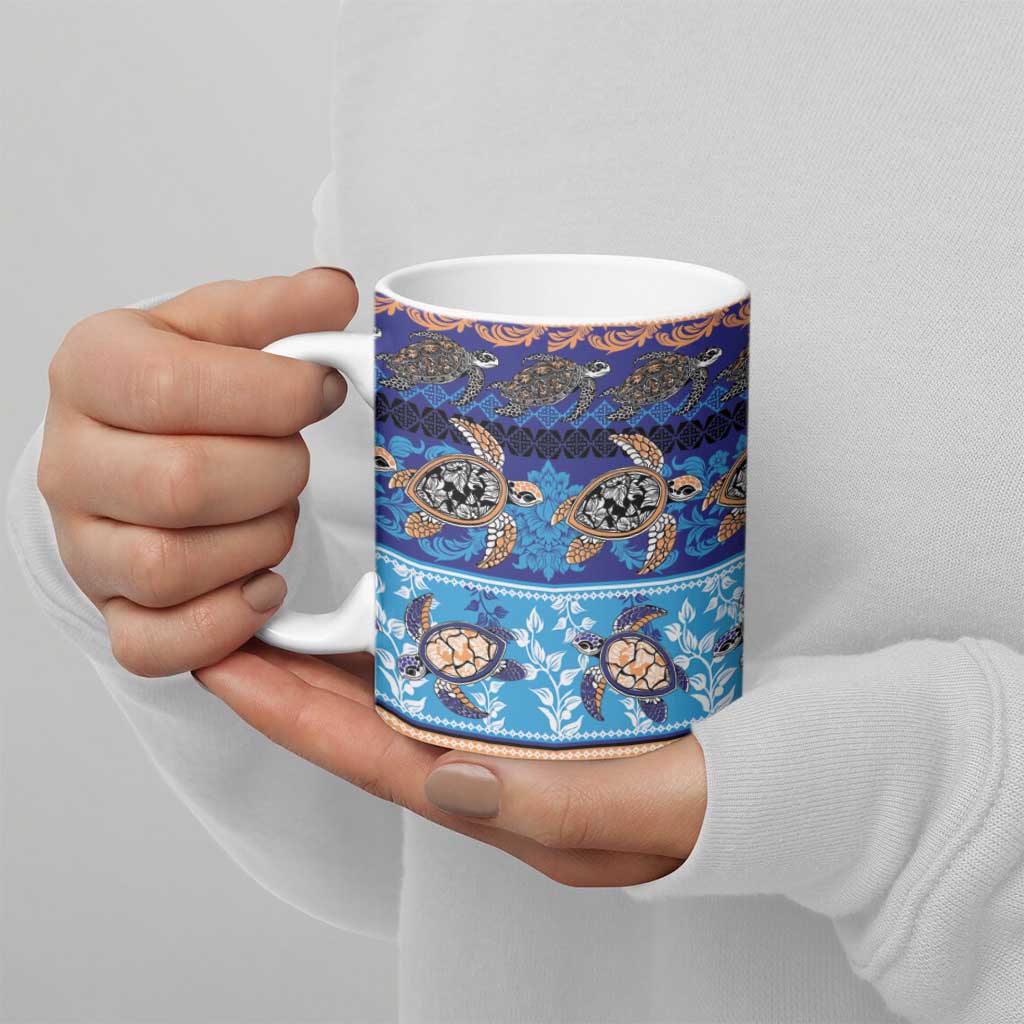 Hawaii Turtles Pattern Special Blue Ceramic Mug - Polynesian Pride