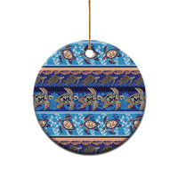 Hawaii Turtles Pattern Special Blue Ceramic Ornament - Polynesian Pride