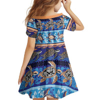 Hawaii Turtles Pattern Special Blue Family Matching Long Sleeve Bodycon Dress and Hawaiian Shirt - Polynesian Pride