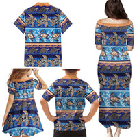 Hawaii Turtles Pattern Special Blue Family Matching Puletasi and Hawaiian Shirt - Polynesian Pride