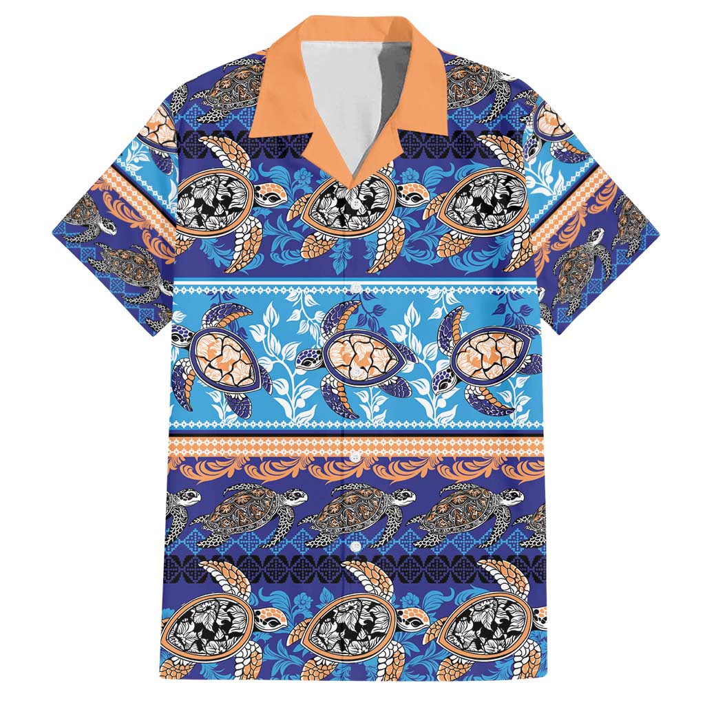 Hawaii Turtles Pattern Special Blue Family Matching Puletasi and Hawaiian Shirt - Polynesian Pride