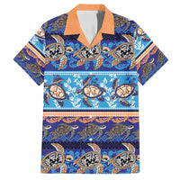 Hawaii Turtles Pattern Special Blue Family Matching Puletasi and Hawaiian Shirt - Polynesian Pride