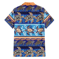 Hawaii Turtles Pattern Special Blue Family Matching Puletasi and Hawaiian Shirt - Polynesian Pride