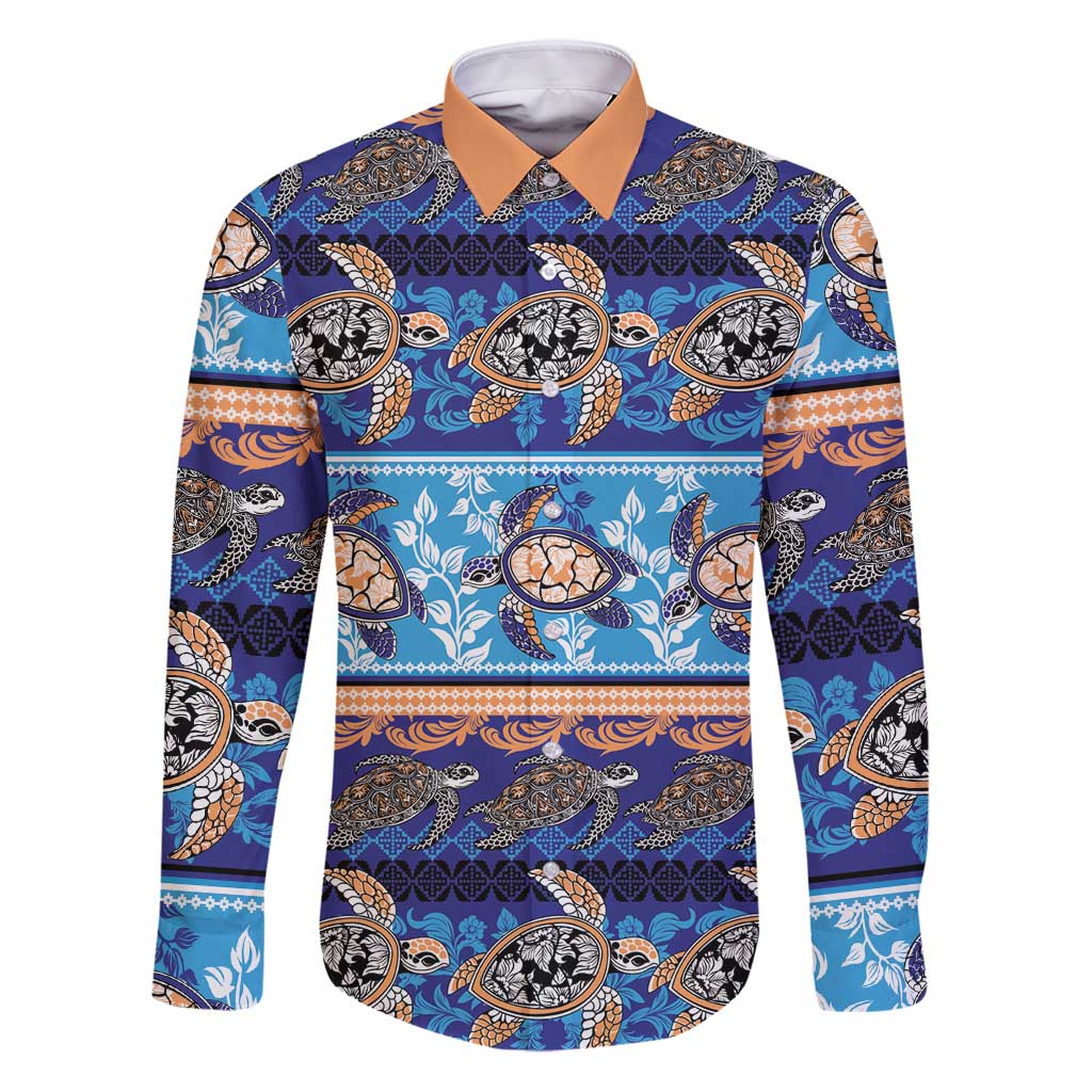 Hawaii Turtles Pattern Special Blue Family Matching Puletasi and Hawaiian Shirt - Polynesian Pride