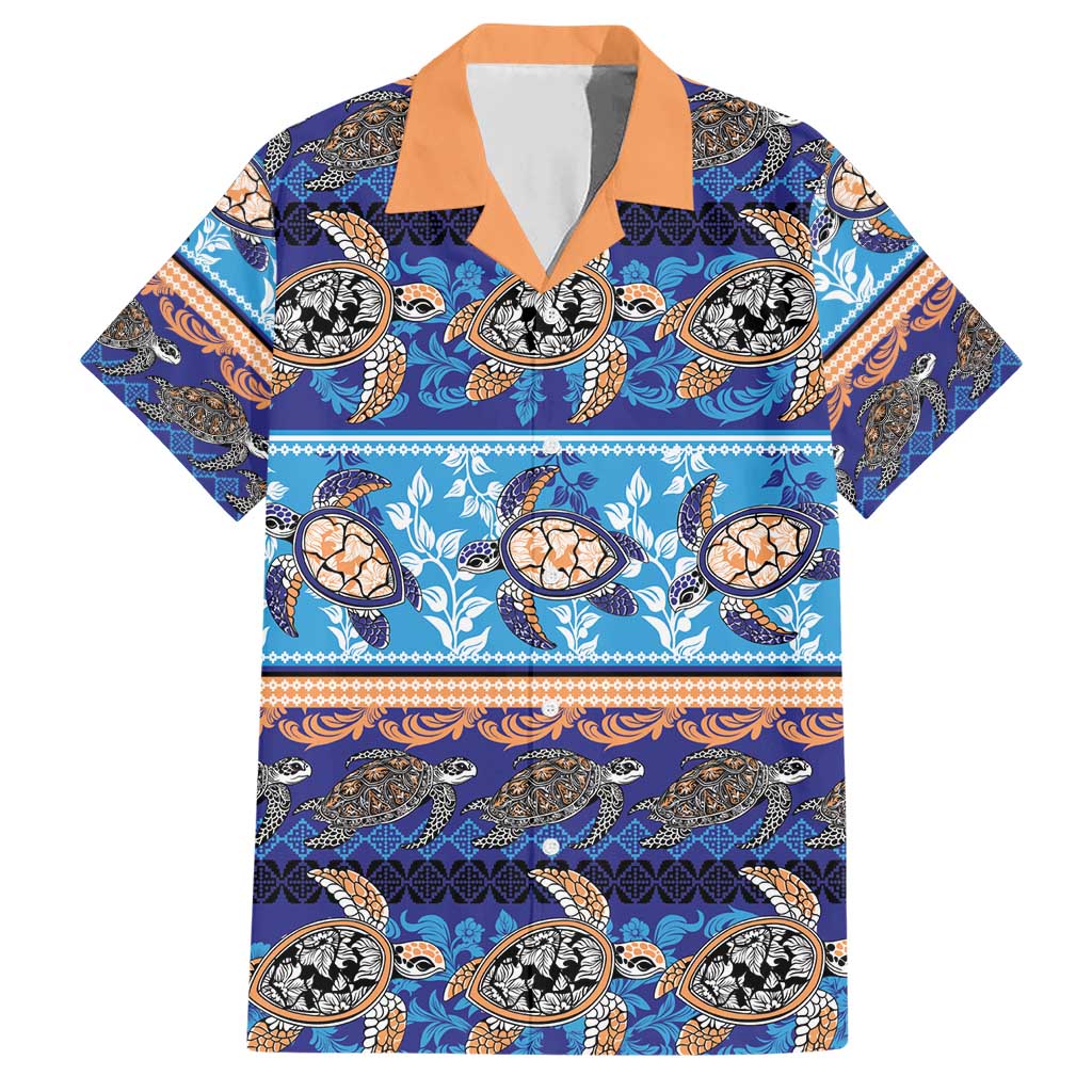 Hawaii Turtles Pattern Special Blue Family Matching Short Sleeve Bodycon Dress and Hawaiian Shirt - Polynesian Pride