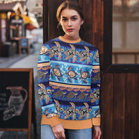 Hawaii Turtles Pattern Special Blue Ugly Christmas Sweater - Polynesian Pride